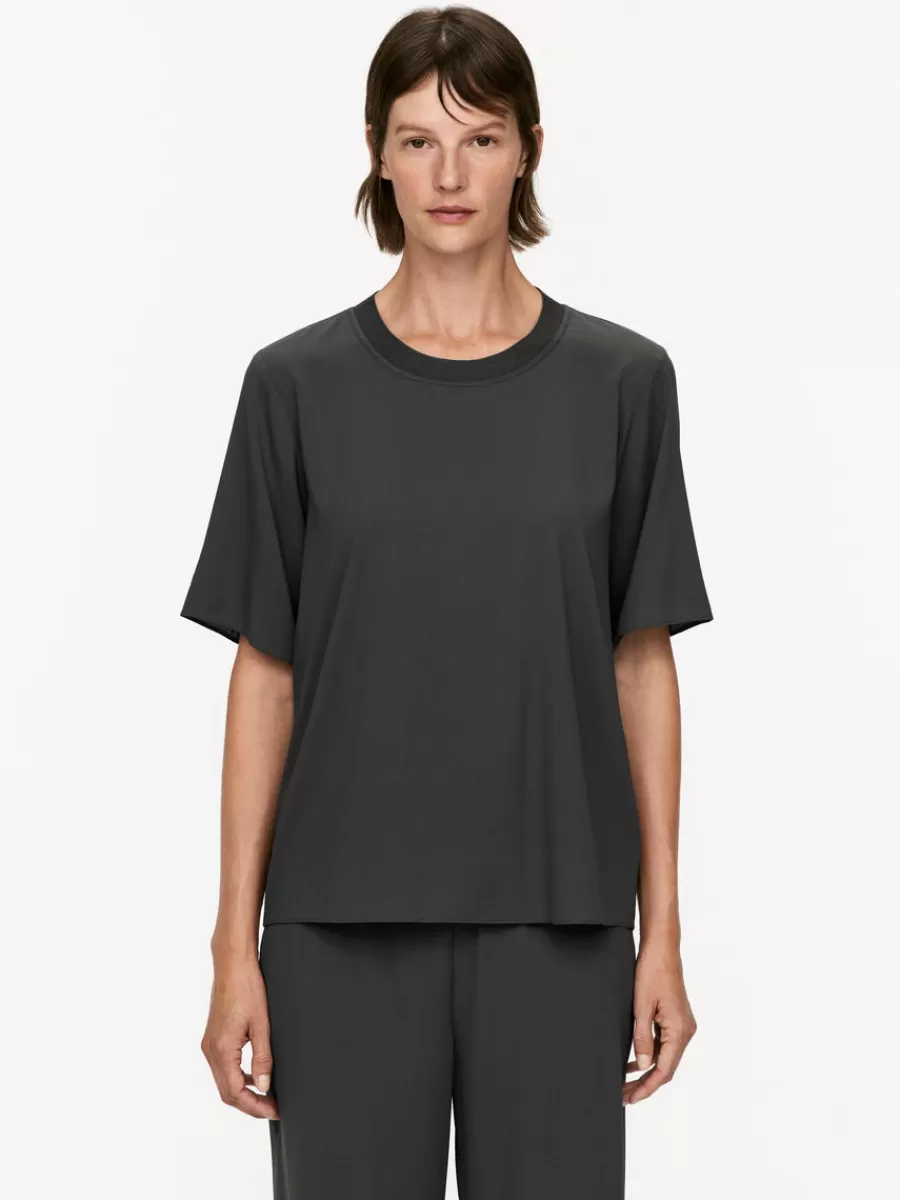 Flash Sale ARKET Silk-Crepe T-Shirt Dark Grey
