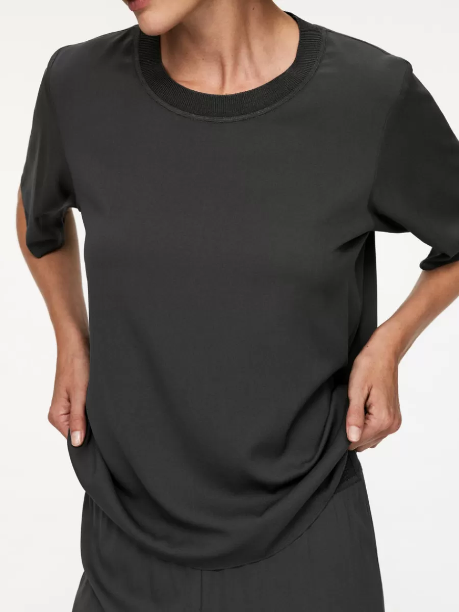 Flash Sale ARKET Silk-Crepe T-Shirt Dark Grey
