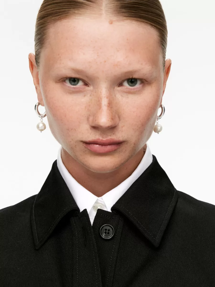 New ARKET -Plated Pearl Hoop Earrings Silver