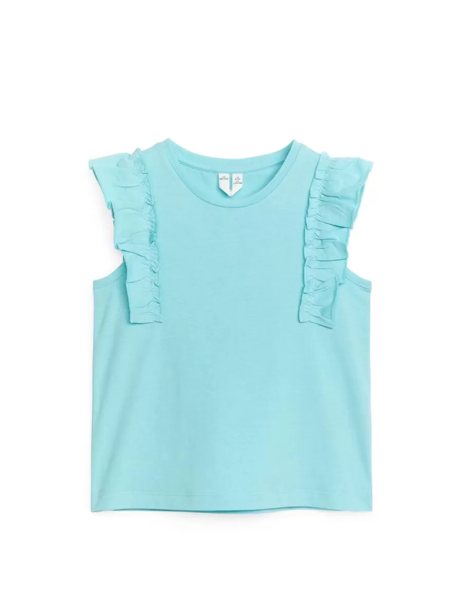 Flash Sale ARKET Sleeveless Jersey Frill Top Turquoise