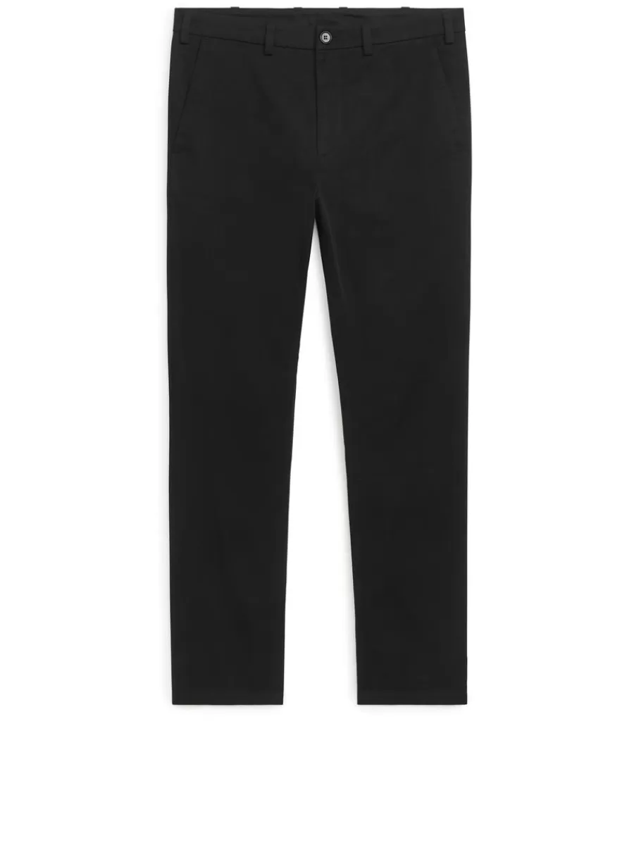 Cheap ARKET Slim Cotton Chinos Black
