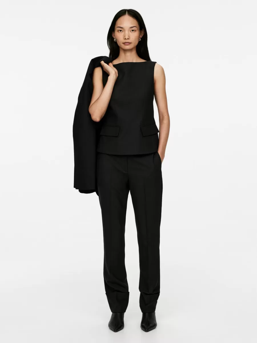 Cheap ARKET Slim Tailored Trousers Black