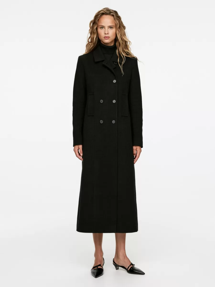 Fashion ARKET Slim Wool-Cotton Blend Coat Black