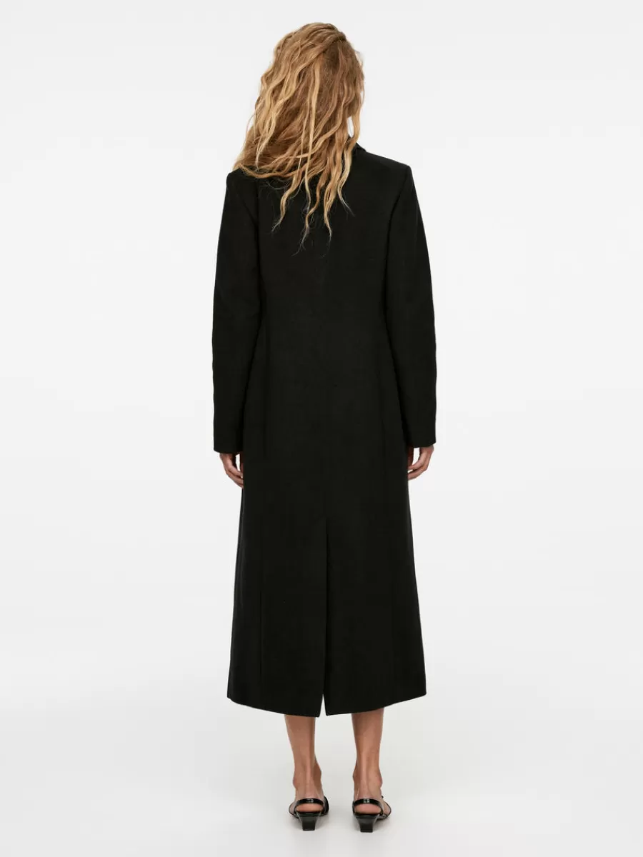 Fashion ARKET Slim Wool-Cotton Blend Coat Black