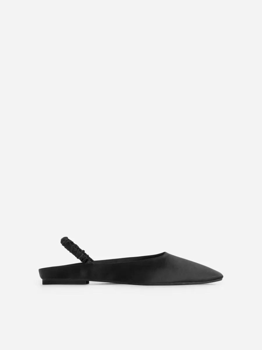 New ARKET Slingback Satin Flats Black