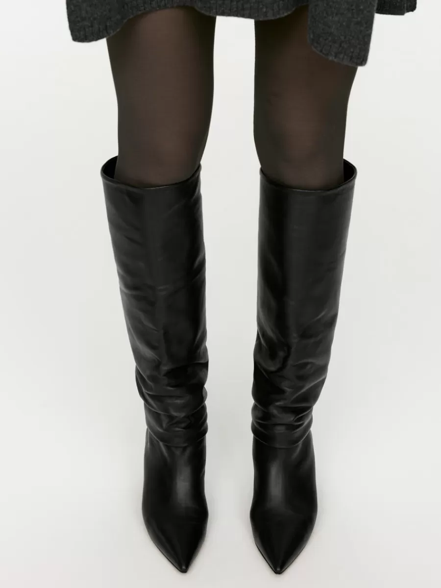 Best ARKET Slouchy Leather Boots Black
