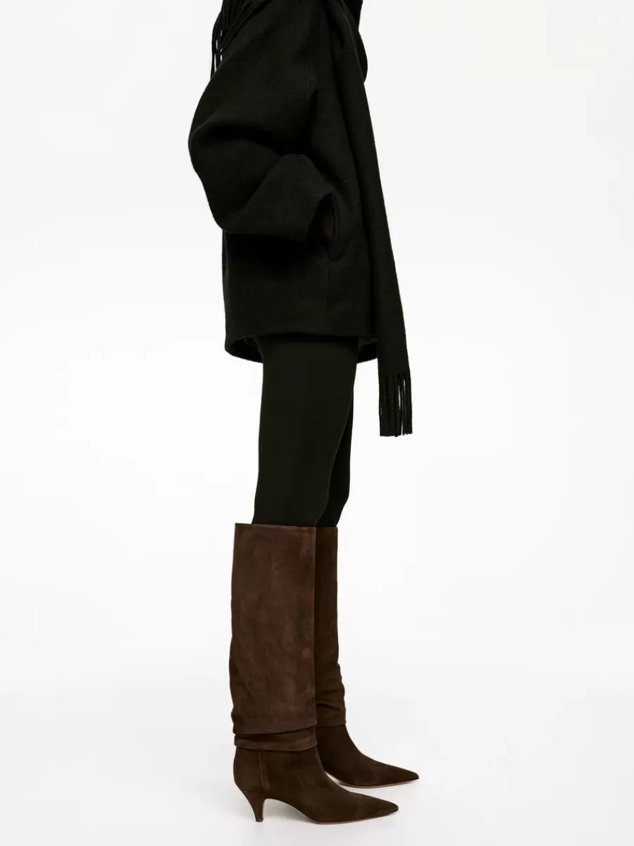 Outlet ARKET Slouchy Suede Boots Dark Brown