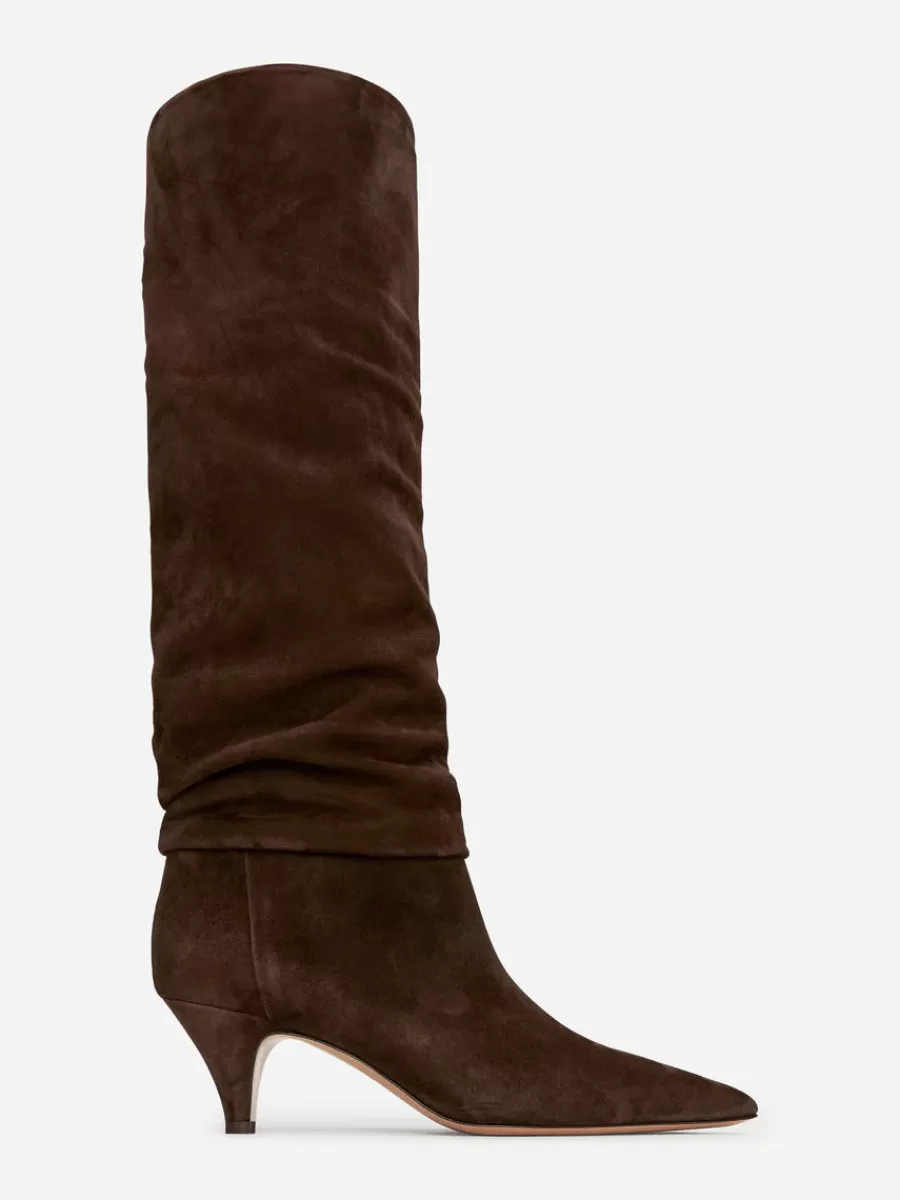 Outlet ARKET Slouchy Suede Boots Dark Brown
