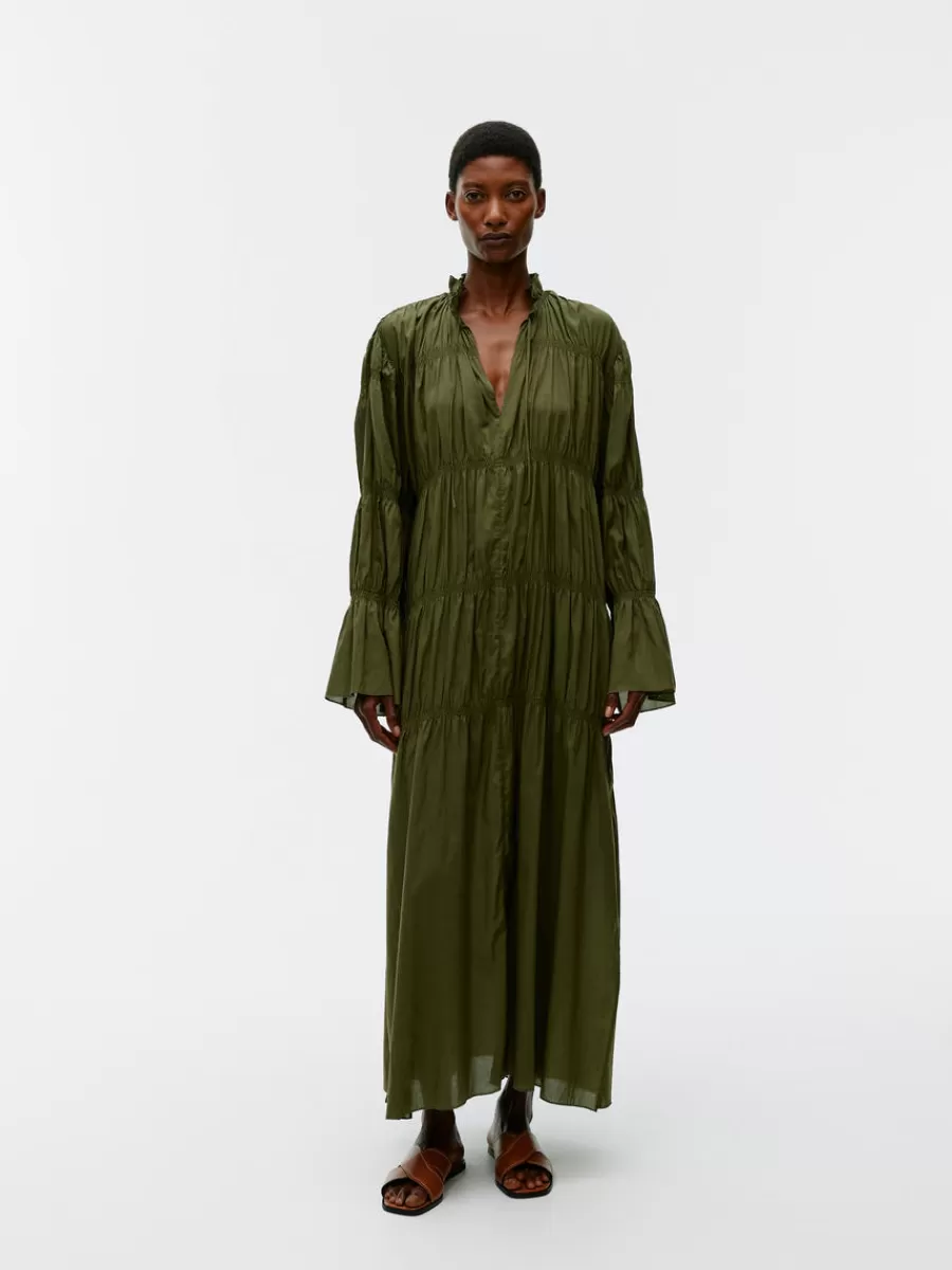 Store ARKET Smock Maxi Dress Dark Green