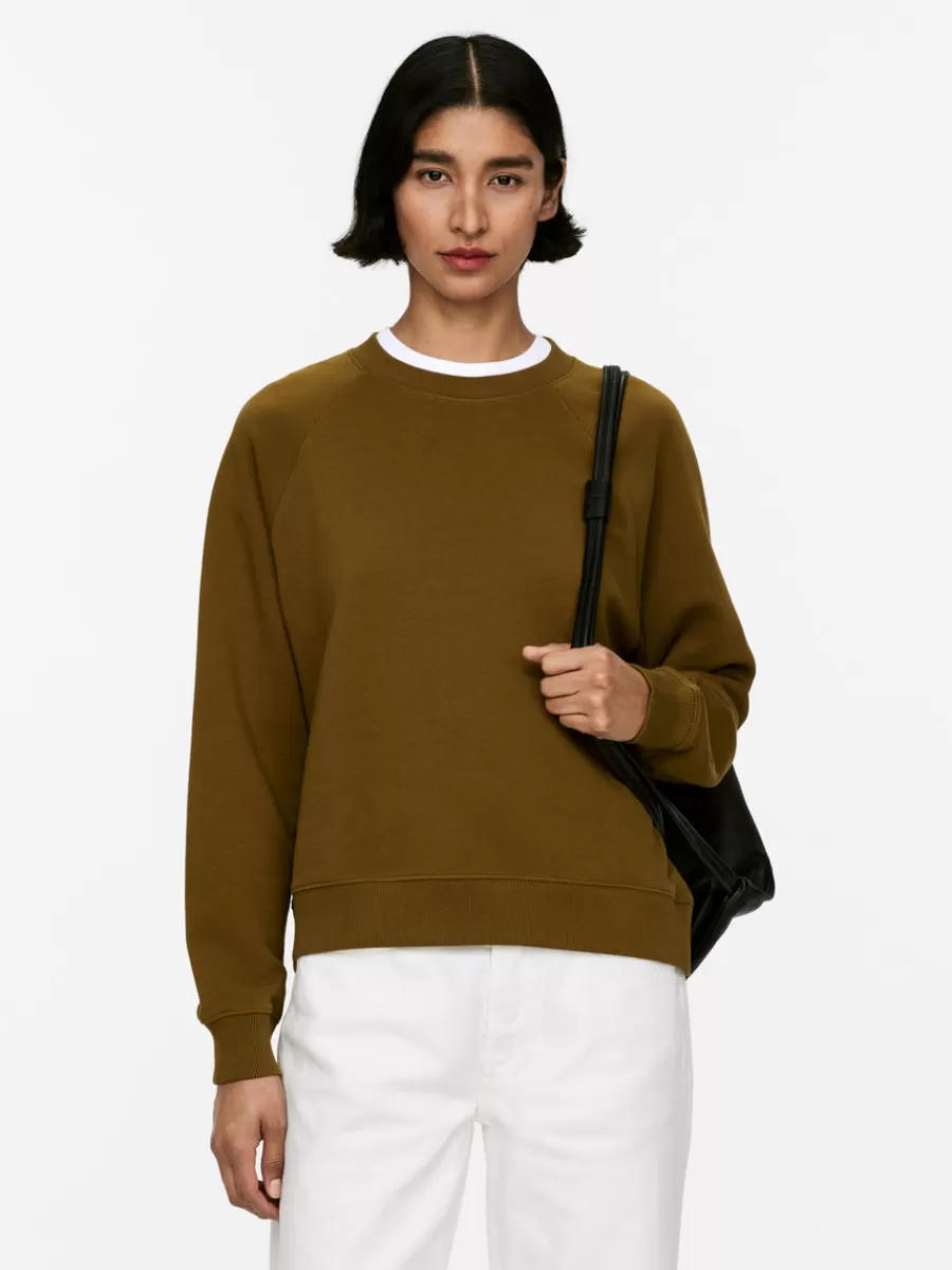 Sale ARKET Soft French Terry Sweatshirt Dark Khaki Green