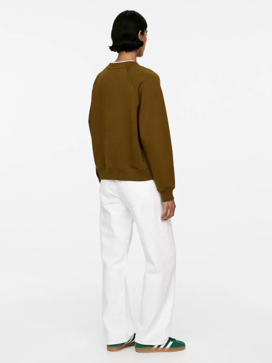 Sale ARKET Soft French Terry Sweatshirt Dark Khaki Green