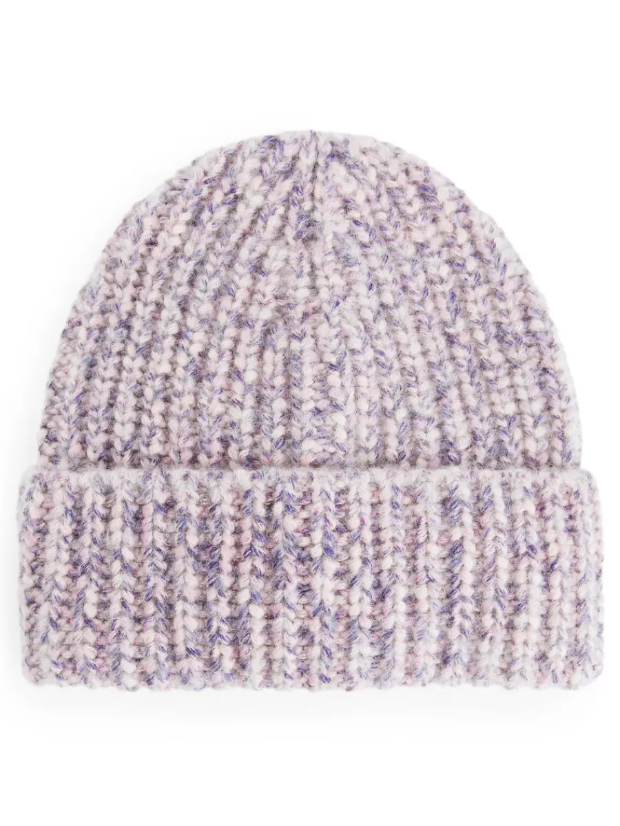 Shop ARKET Space-Dyed Chunky Beanie Lilac Melange