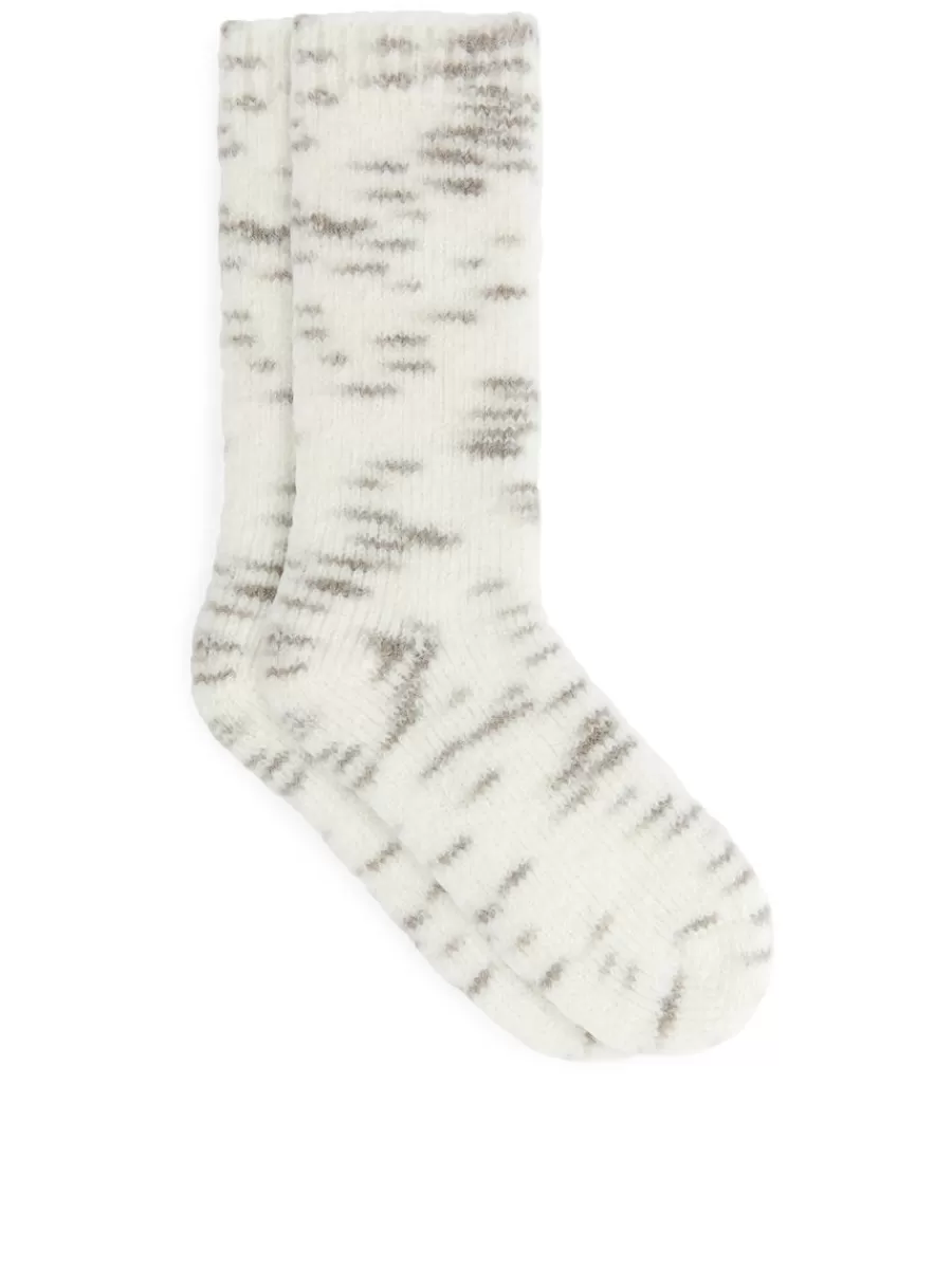 Hot ARKET Space-Dyed Chunky Socks White/Black
