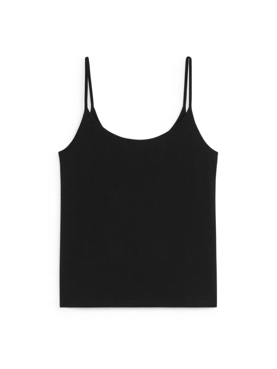 Online ARKET Spaghetti-Strap Top Black