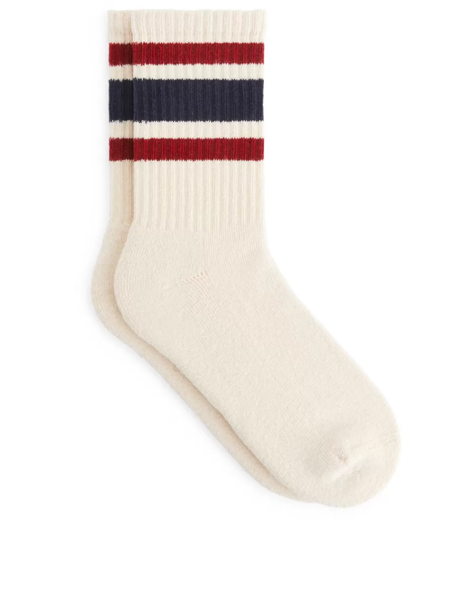 Outlet ARKET Sporty Cotton Socks Off White/Multi Colour