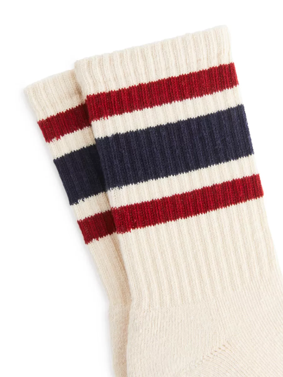 Outlet ARKET Sporty Cotton Socks Off White/Multi Colour