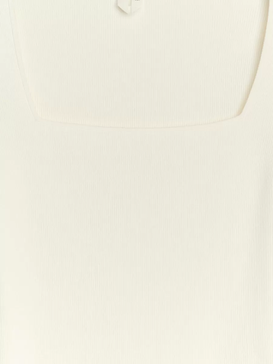 Cheap ARKET Square-Neck Rib Top White