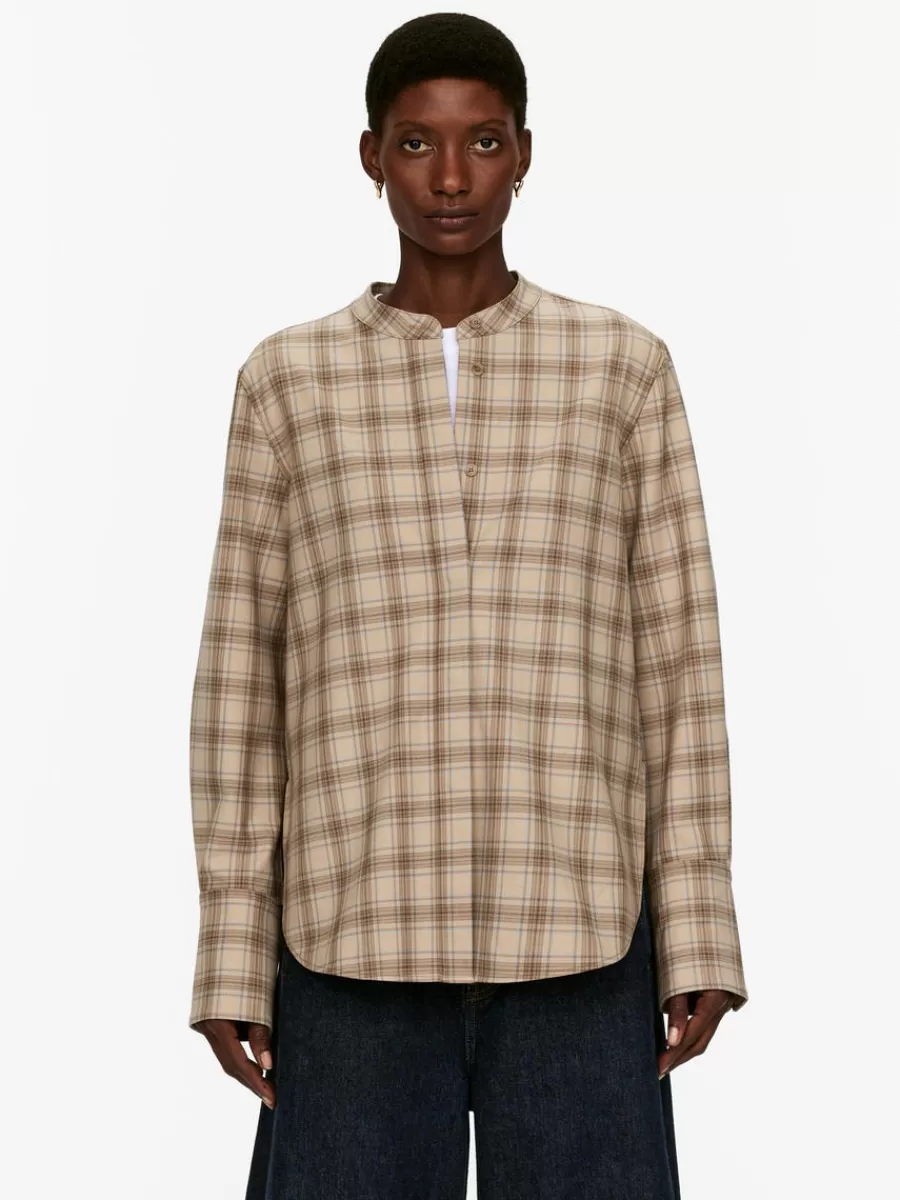 Outlet ARKET Stand- Collar Shirt Beige/Checkered