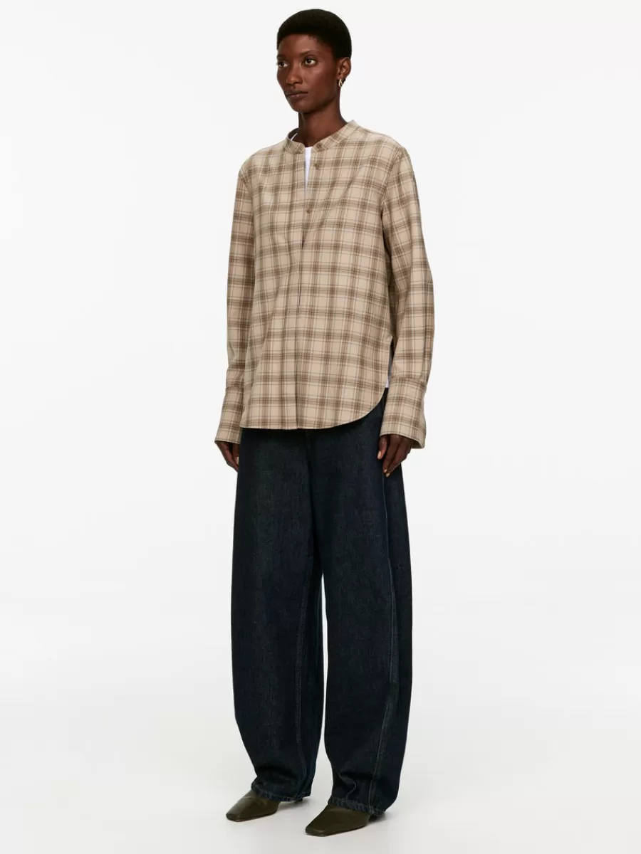 Outlet ARKET Stand- Collar Shirt Beige/Checkered