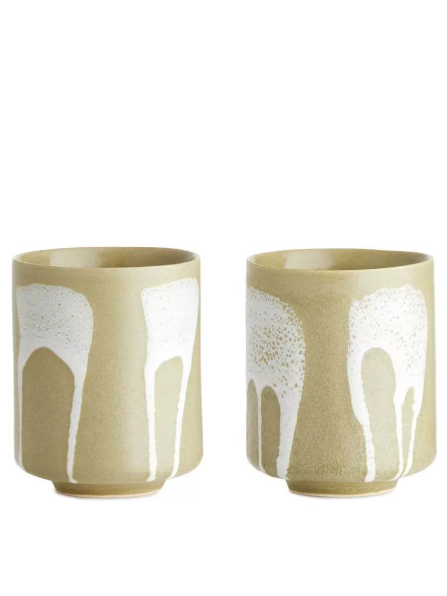 Fashion ARKET Stoneware Cups Set Of 2 Dusty Green