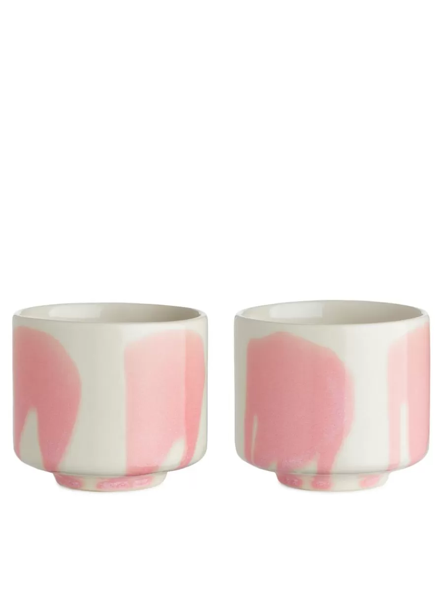 Clearance ARKET Stoneware Cups Set Of 2 Pink Splash