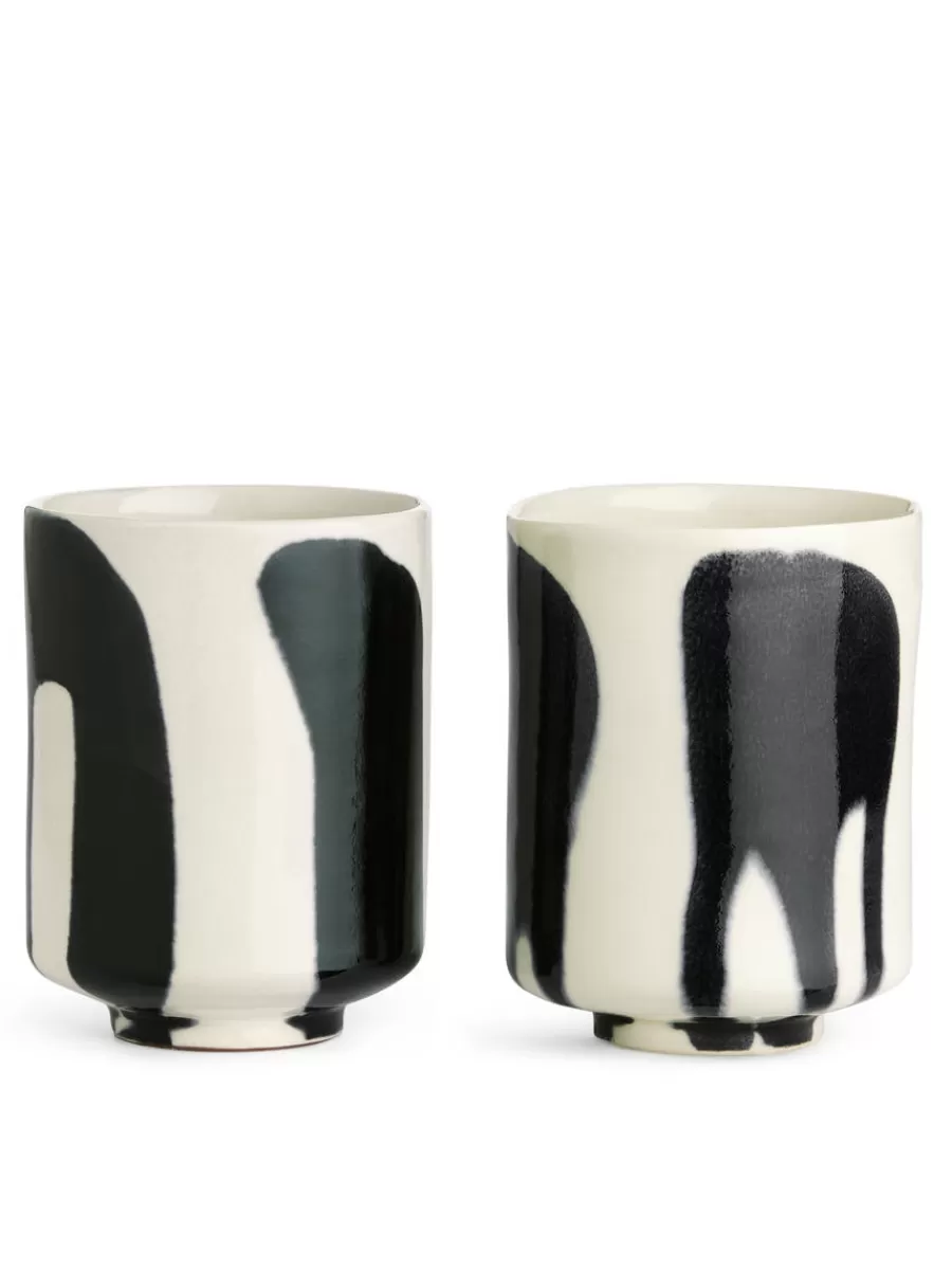 Shop ARKET Stoneware Cups Set Of 2 White/Dark Blue