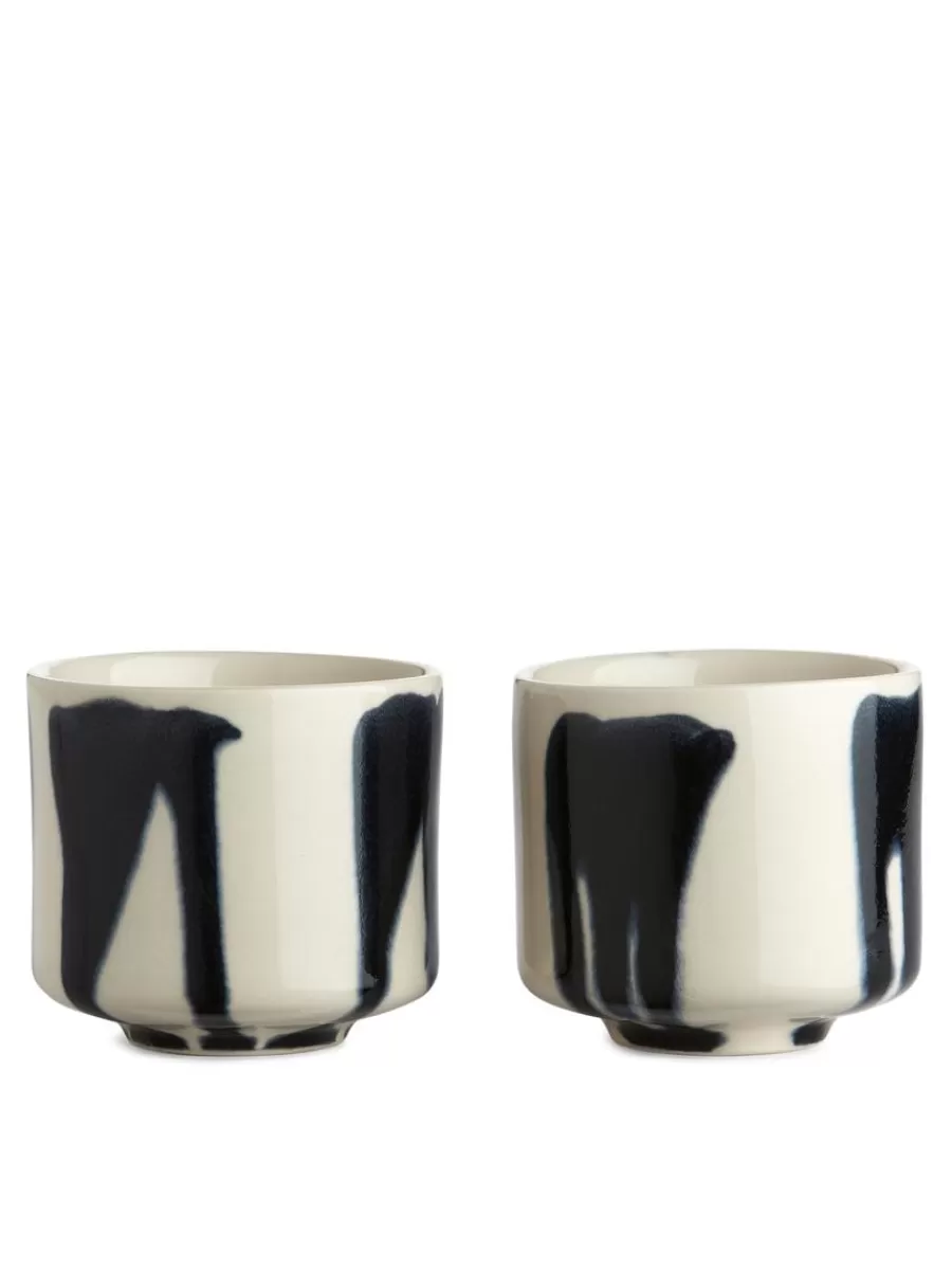 Online ARKET Stoneware Cups Set Of 2 Off White/Blue Splash