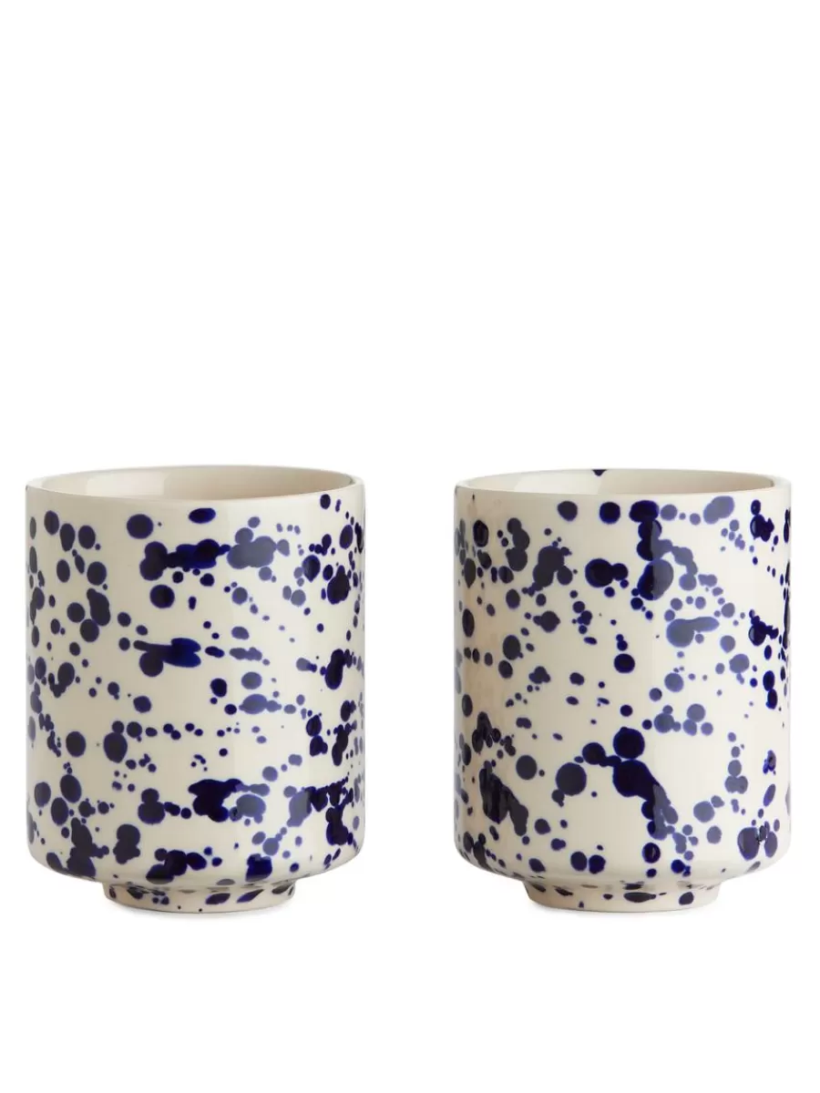 Store ARKET Stoneware Cups Set Of 2 Blue Dots
