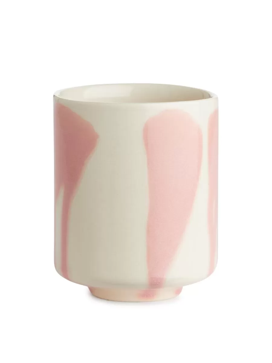 Outlet ARKET Stoneware Cups Set Of 2 Pink/Off White