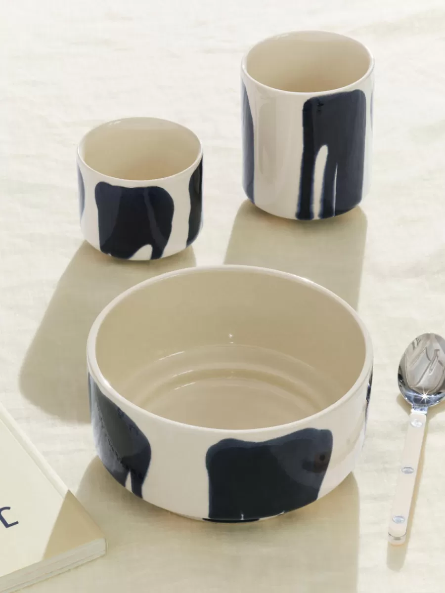 Shop ARKET Stoneware Cups Set Of 2 White/Dark Blue