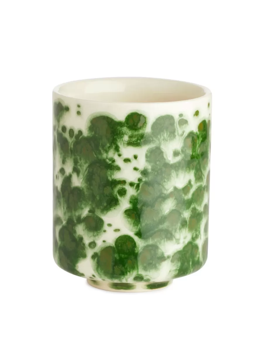 Sale ARKET Stoneware Cups Set Of 2 Off-White/Green
