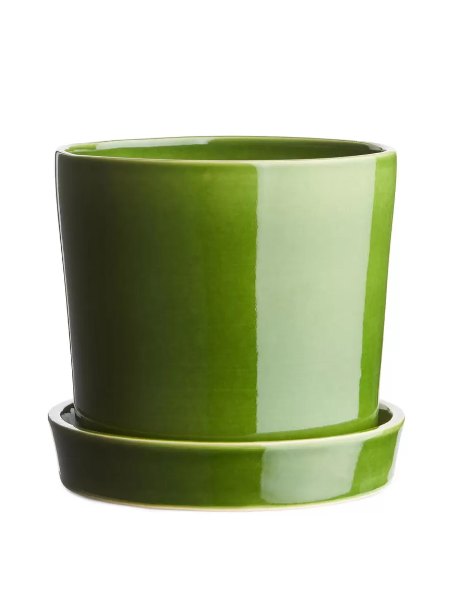 Discount ARKET Stoneware Pot 18 Cm Green