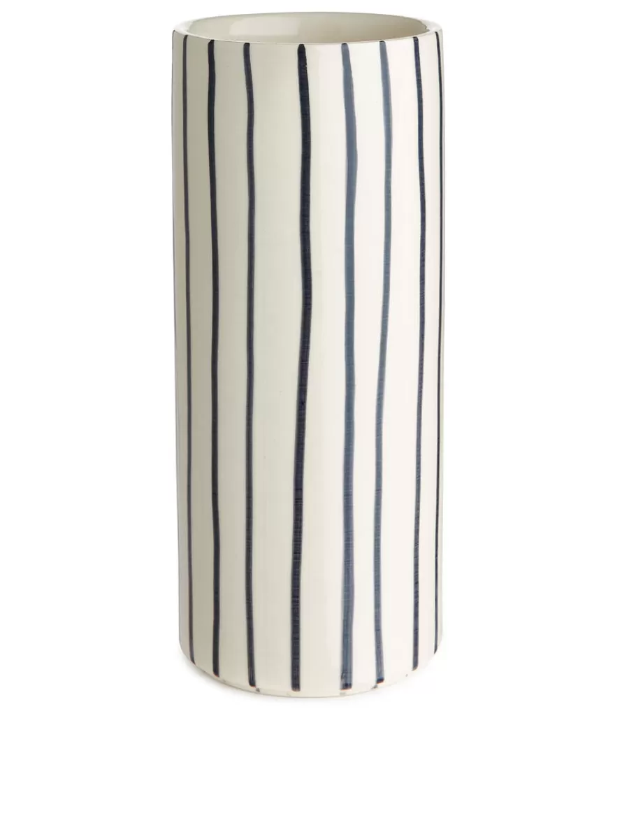 Best ARKET Stoneware Vase 23 Cm White/Blue