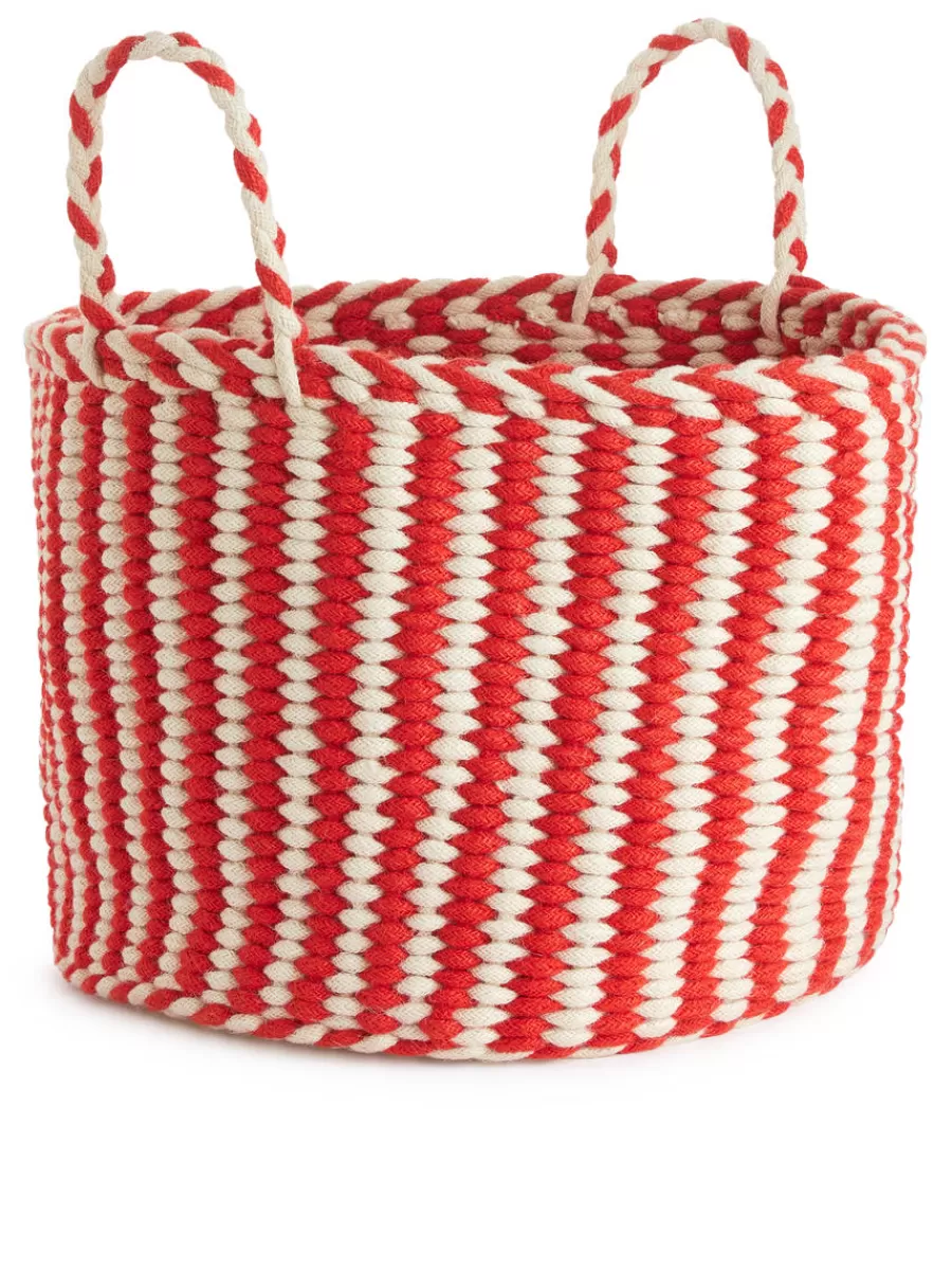 Shop ARKET Storage Basket 41 Cm Red/Off White