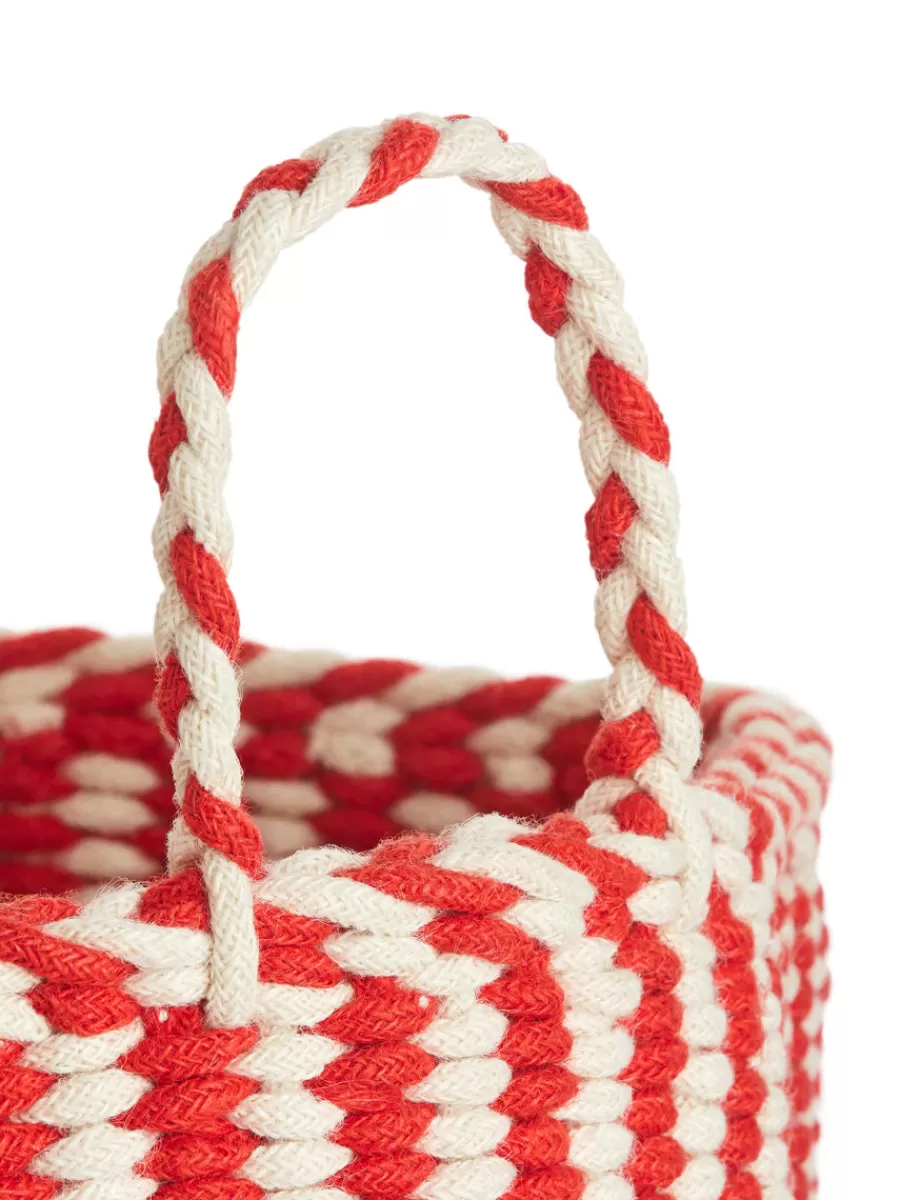Shop ARKET Storage Basket 41 Cm Red/Off White