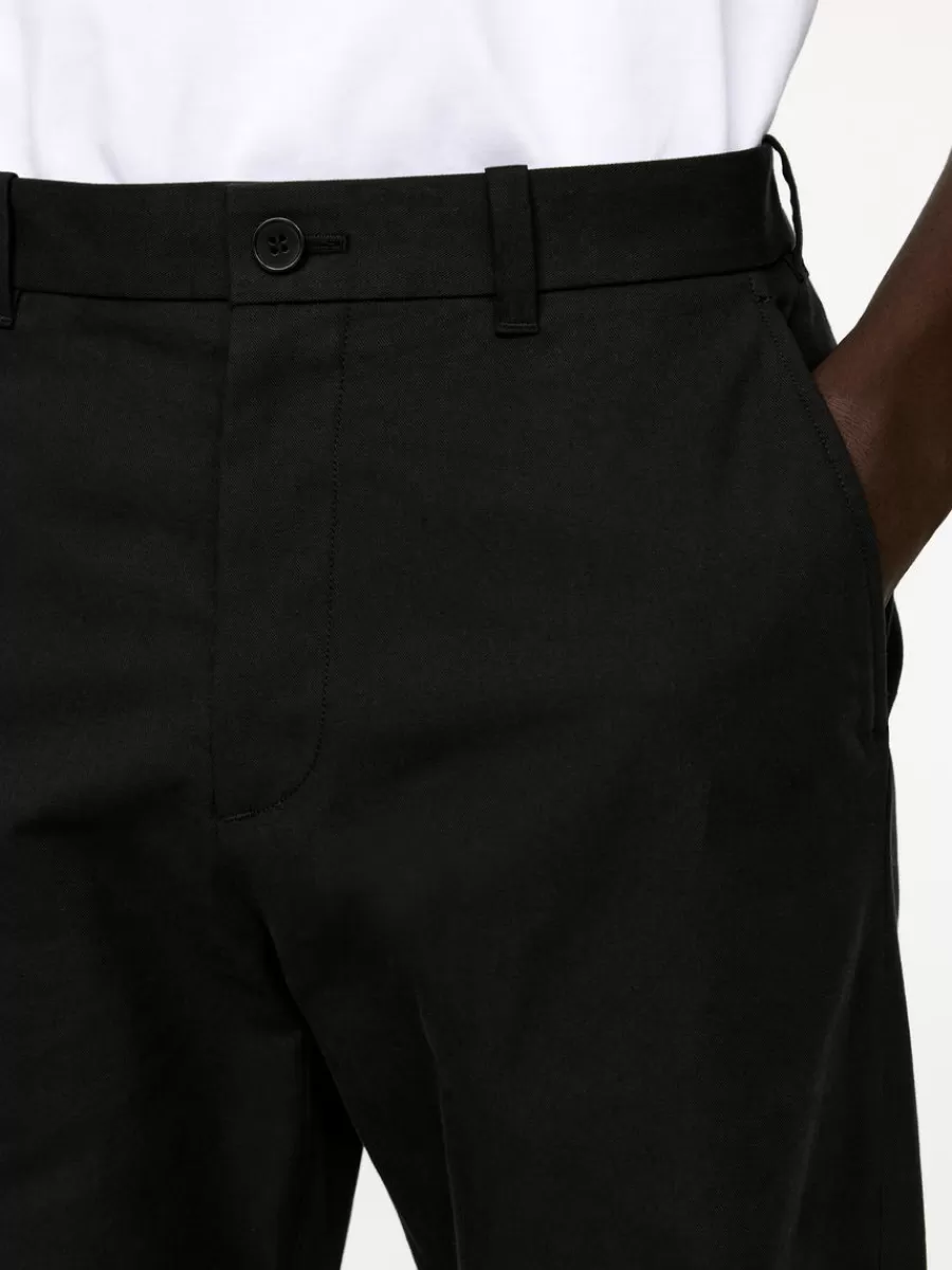 Best Sale ARKET Straight Cotton Blend Trousers Black
