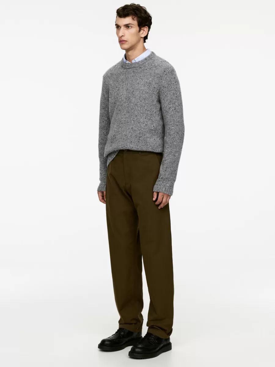 Clearance ARKET Straight Cotton Blend Trousers Khaki Green