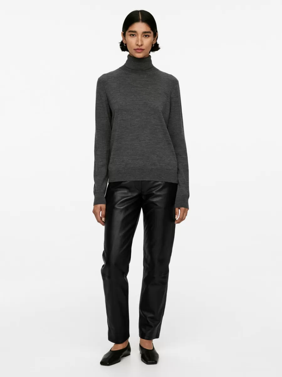 Discount ARKET Straight Leather Trousers Black