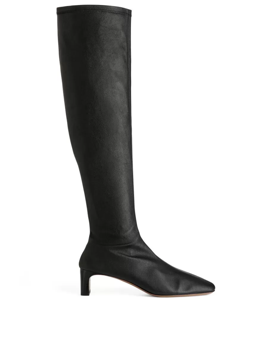 Clearance ARKET Stretch Leather Boots Black
