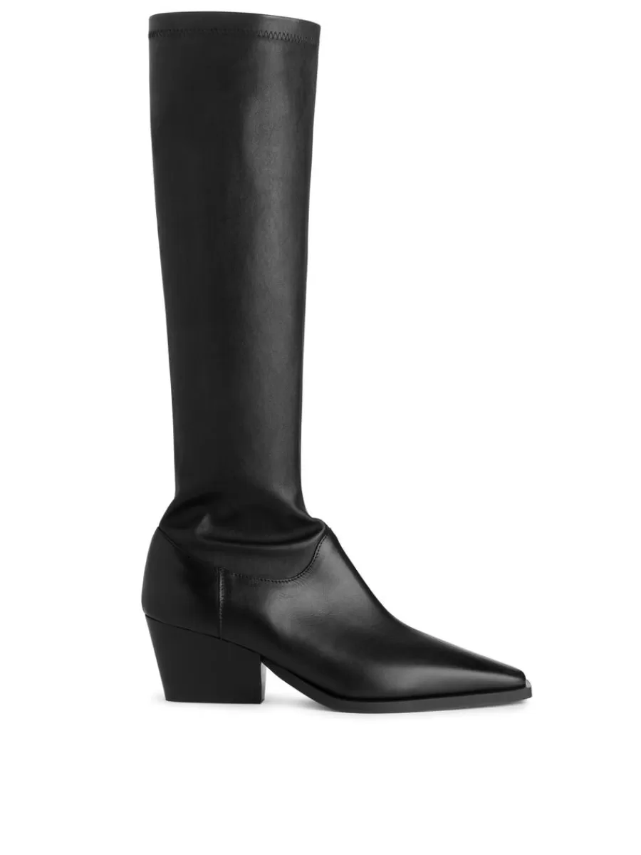 Discount ARKET Stretch Leather Boots Black