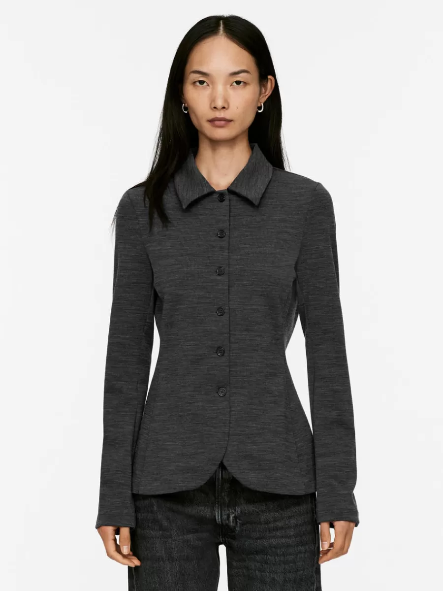 Cheap ARKET Stretch Shirt Dark Grey