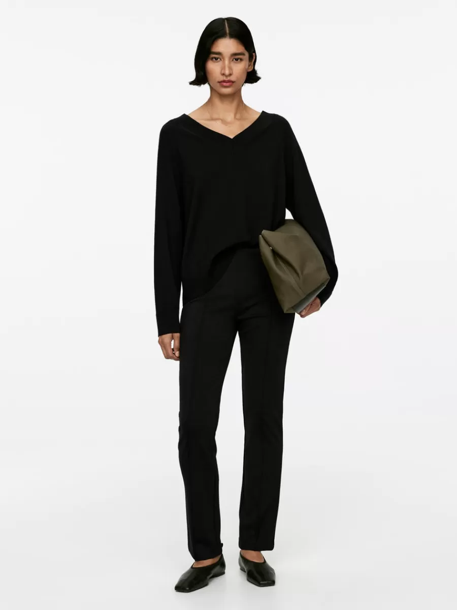 Online ARKET Stretch Zip-Detail Trousers Black