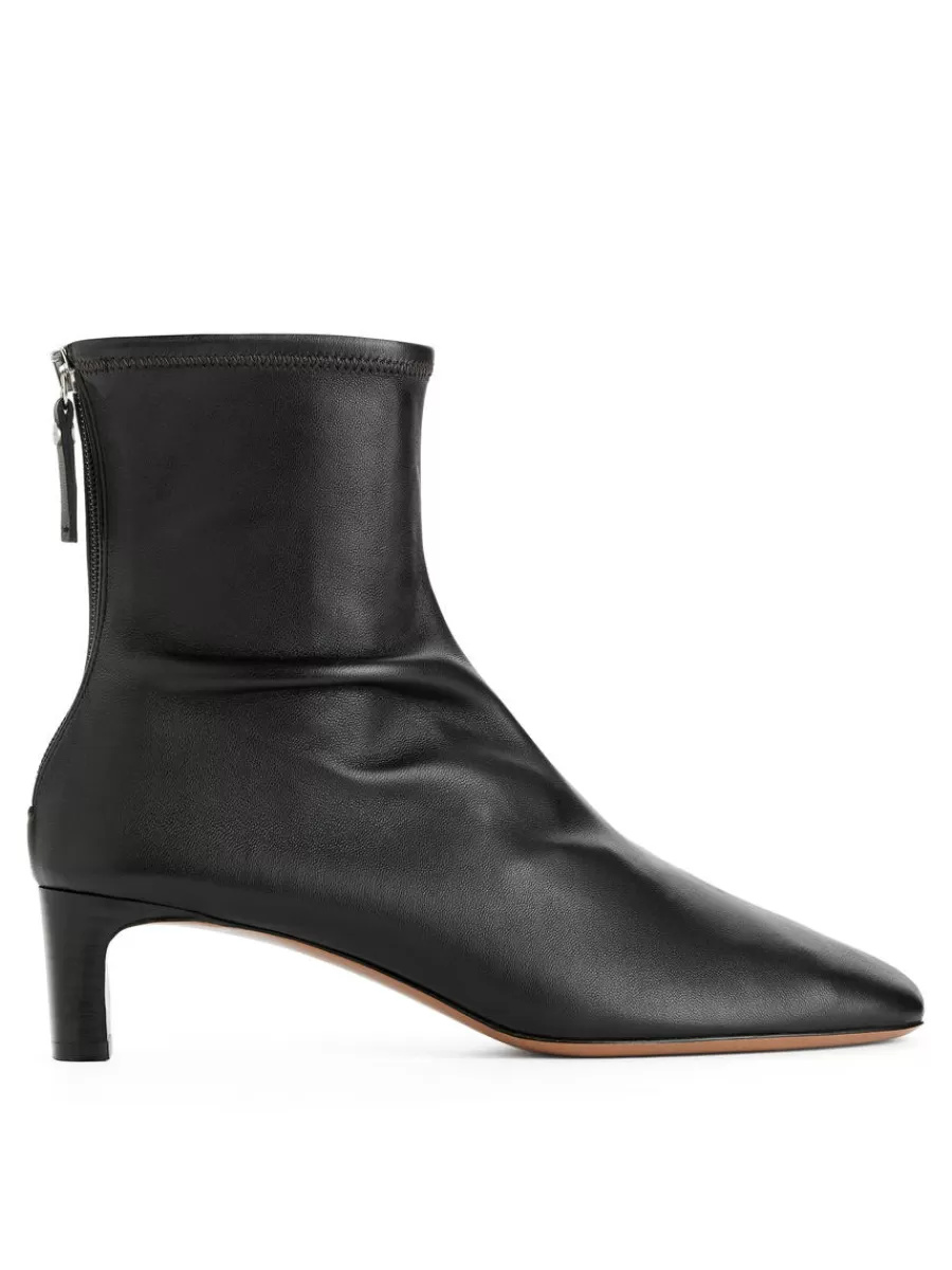 New ARKET Stretch-Leather Sock Boots Black