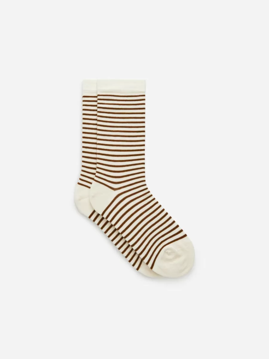 Fashion ARKET Striped Cotton Socks Brown/Off White