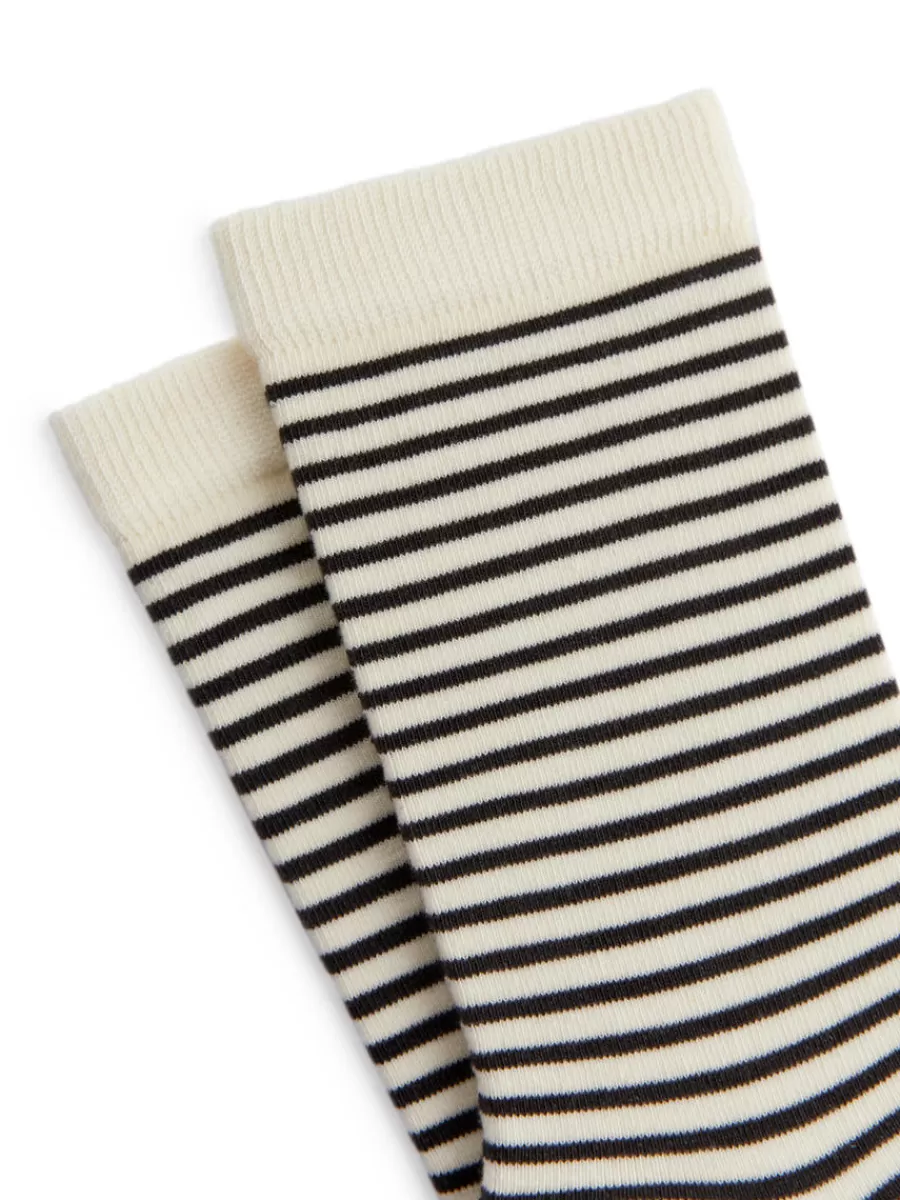 Fashion ARKET Striped Cotton Socks White/Dark Grey