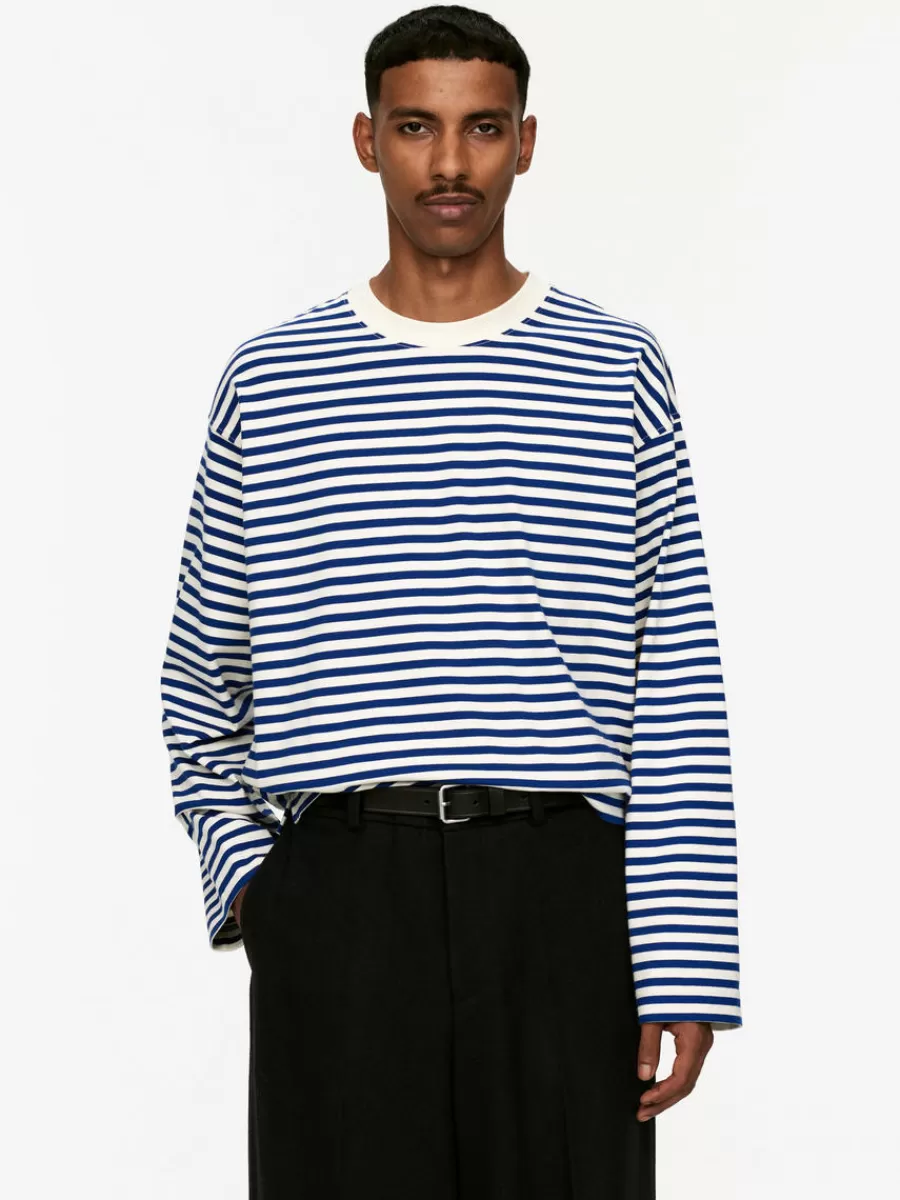 Store ARKET Striped T-Shirt Bright Blue/Off White