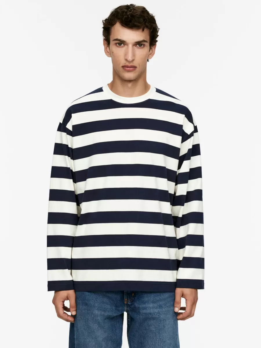 Outlet ARKET Striped T-Shirt Off White/Blue