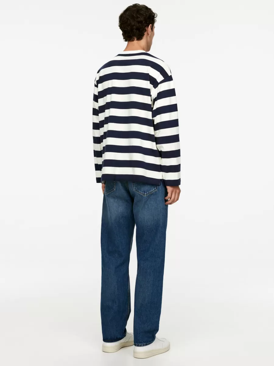 Outlet ARKET Striped T-Shirt Off White/Blue