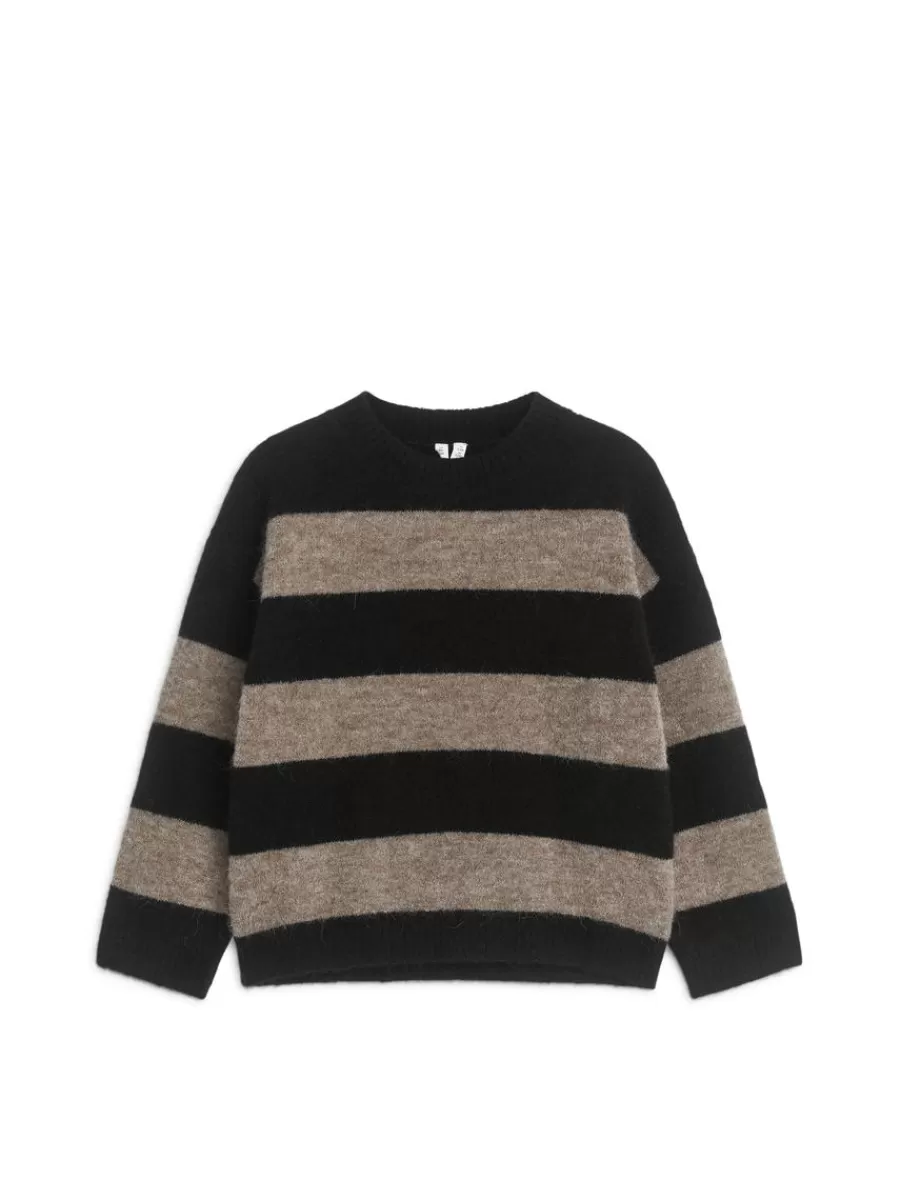 Store ARKET Striped Wool-Alpaca Blend Jumper Brown/Black
