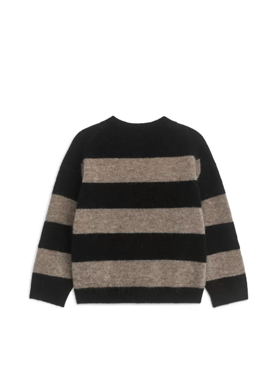 Store ARKET Striped Wool-Alpaca Blend Jumper Brown/Black